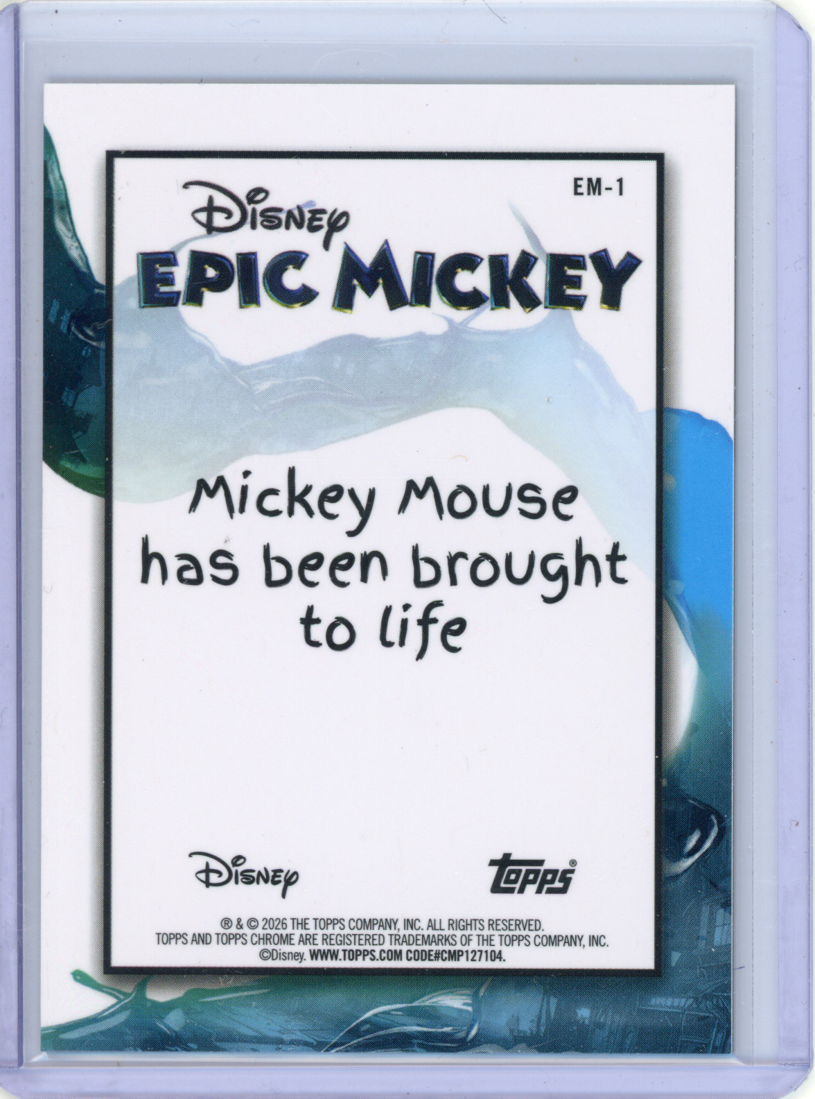 Mickey Mouse 2026 Topps Disney Neon Epic Mickey Refractor #EM-1
