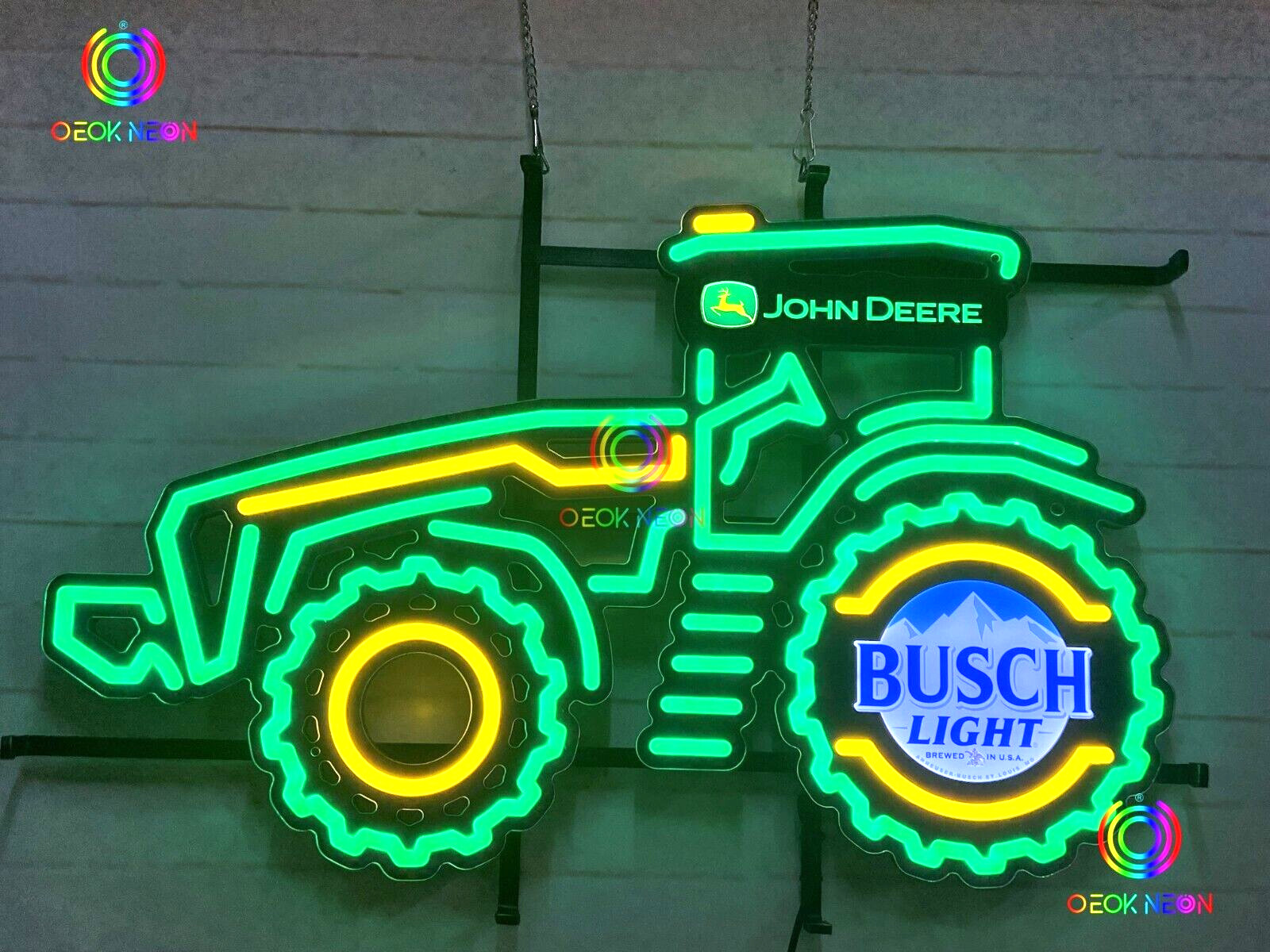 New John Deere Farmer Tractor Busch Light LED Neon Sign Light Lamp 31″