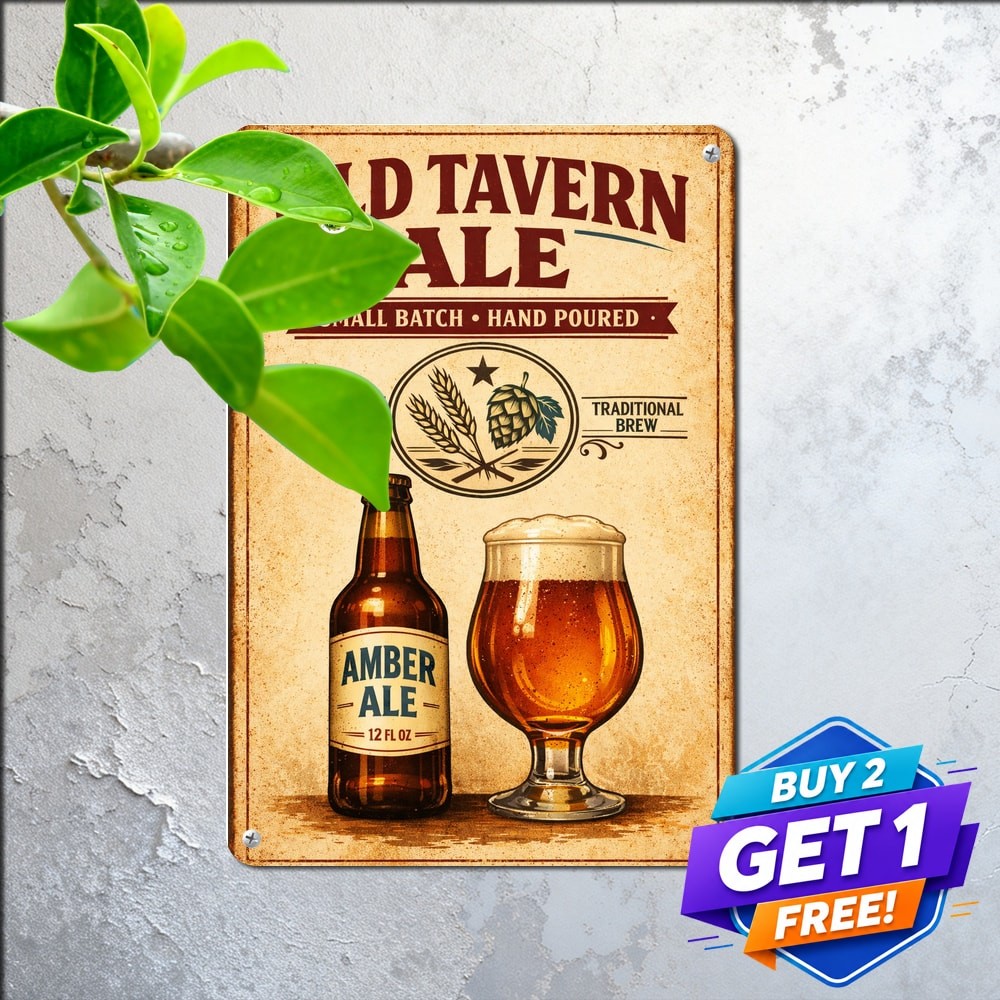 Weather Resistant Belgian Brewery Lounge Cave Wall Art Metal Tin Sign