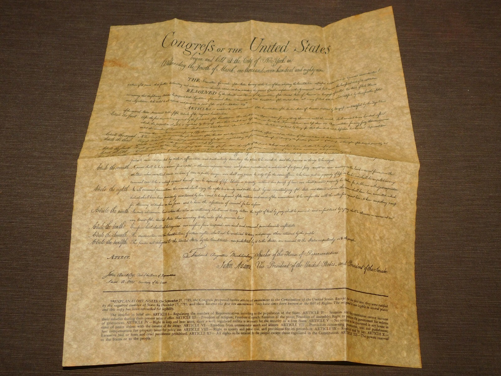 CONGRESS OF THE UNITED STATES 12 ARTICLES OF AMENDMENTS REPRODUCTION DOCUMENT