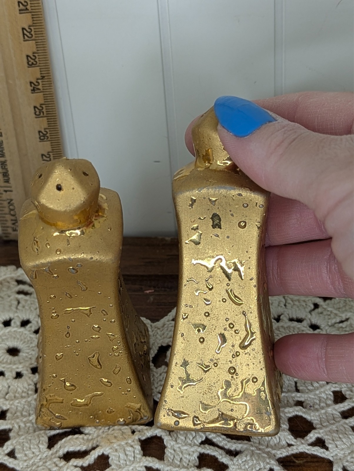 Vintage 22K Gold Splatter Finish Salt and Pepper Shakers Elegant