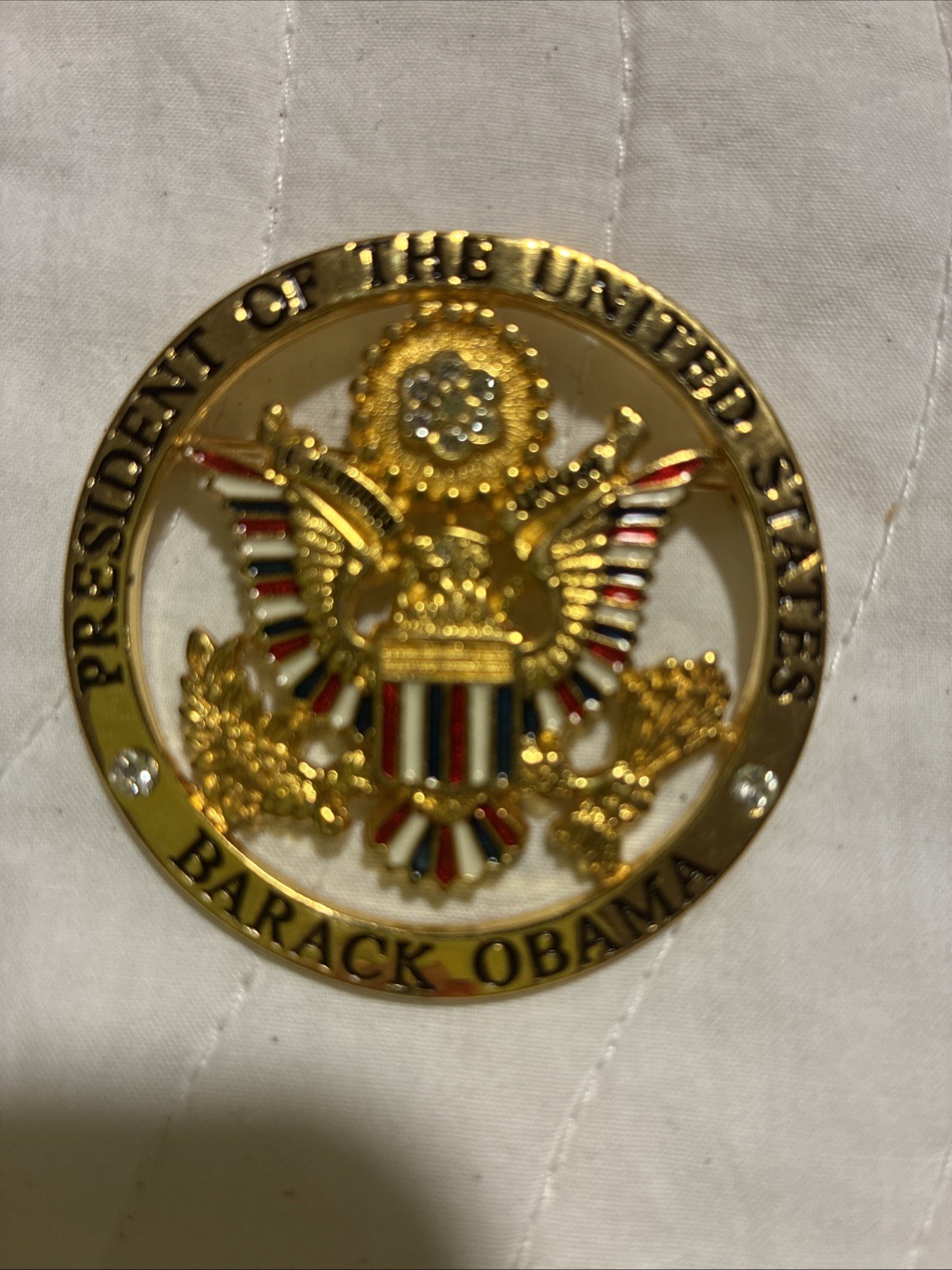 ANN HAND HIGH END Barack Obama Inaugural Brooch/Pin Union Made 100% Authentic