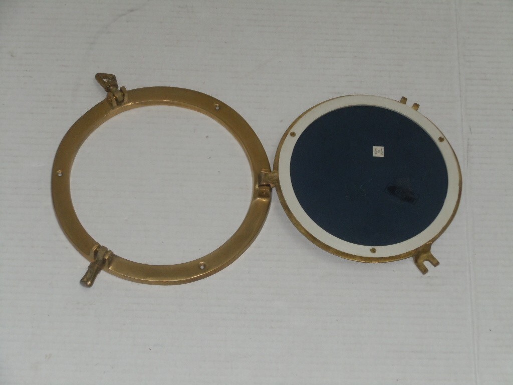 VINTAGE MADE IN INDIA SOLID BRASS NAUTICAL 8″ ROUND SHIP PORTHOLE MIRROR NICE