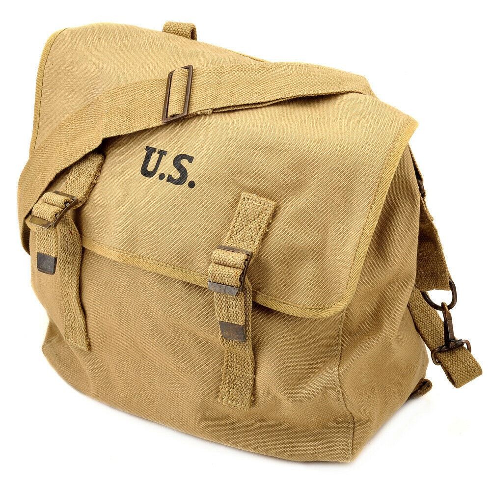 U.S. WW2 M1936 Musette Bag with Shoulder strap Khaki marked JT&L 1942