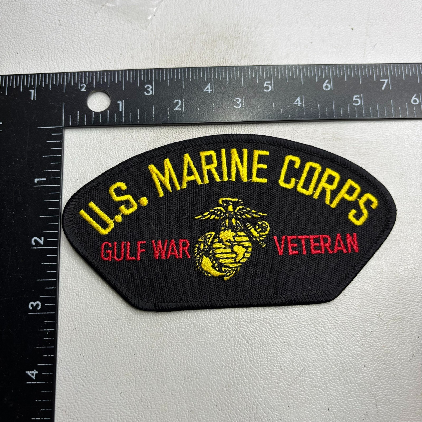 Yellow On Black w/ Red USMC US Marine Corps GULF WAR VETERAN Hat Patch 65ag