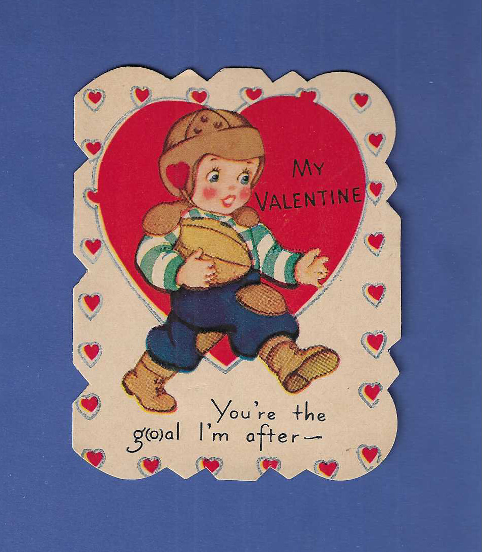 vtg A-MERI-CARD Greeting You’re the Goal VALENTINE Card Football player Boy R