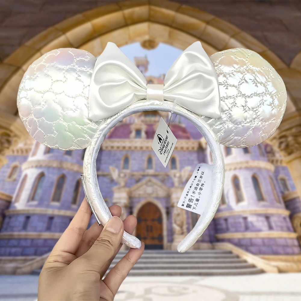 Disney- Parks Loungefly Icon Quilted Iridescent Minnie Mouse Ear Bow Headband