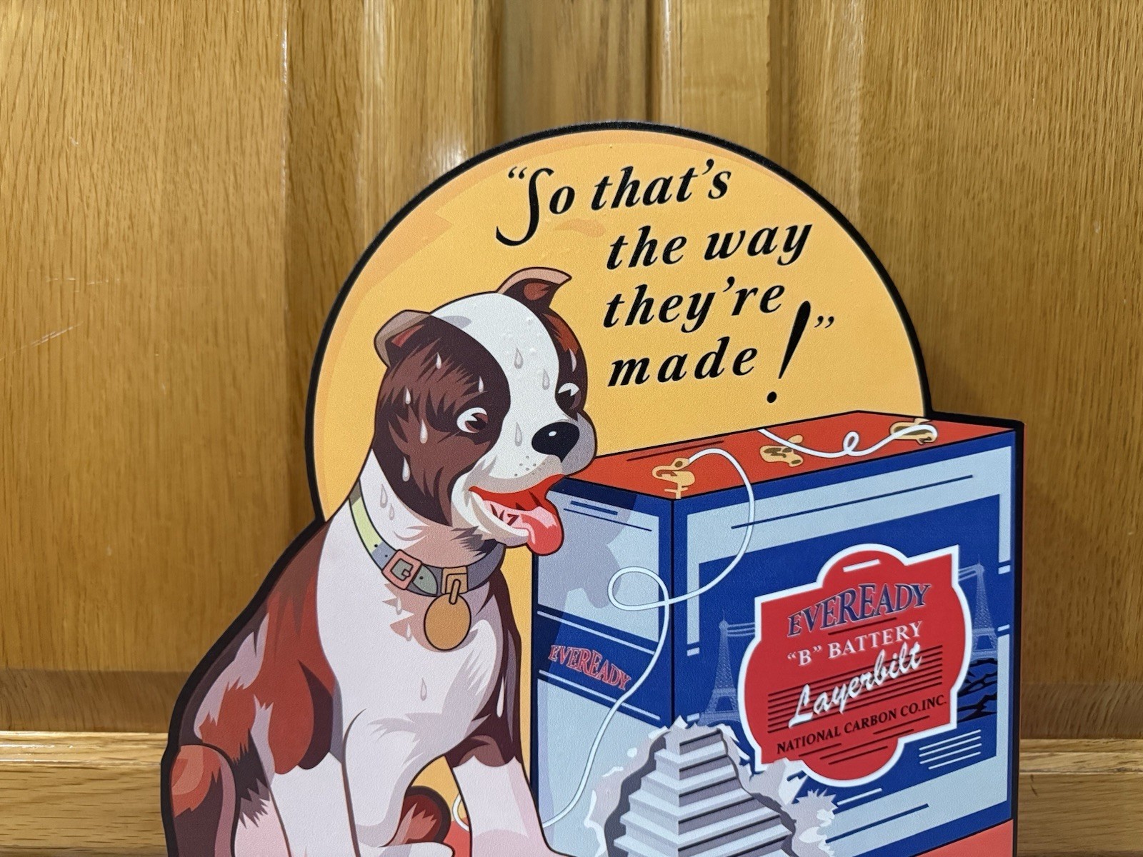 Eveready Battery Flange Sign Layerbilt Dog 2 Sided Vintage Style Wall Decor