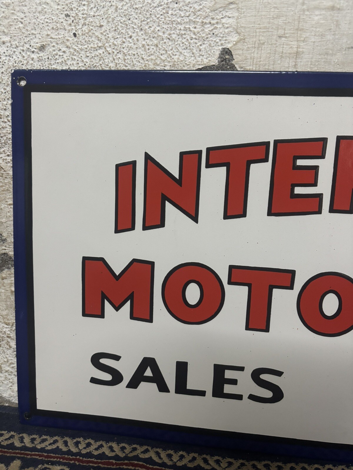 International Trucks Porcelain Enamel Sign 36 X 15 Inches 1 Sided