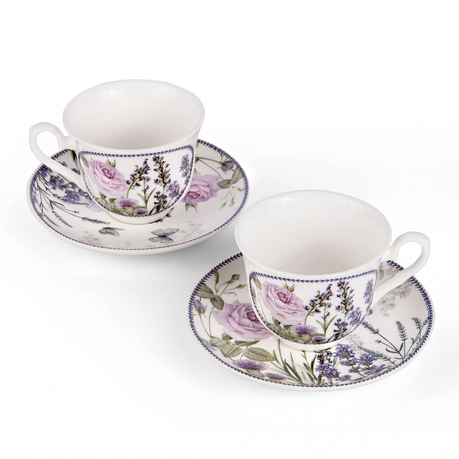 Lavender Rose Bone China Teacup and Saucer in Gift Box 250 ml Porcelain Cup