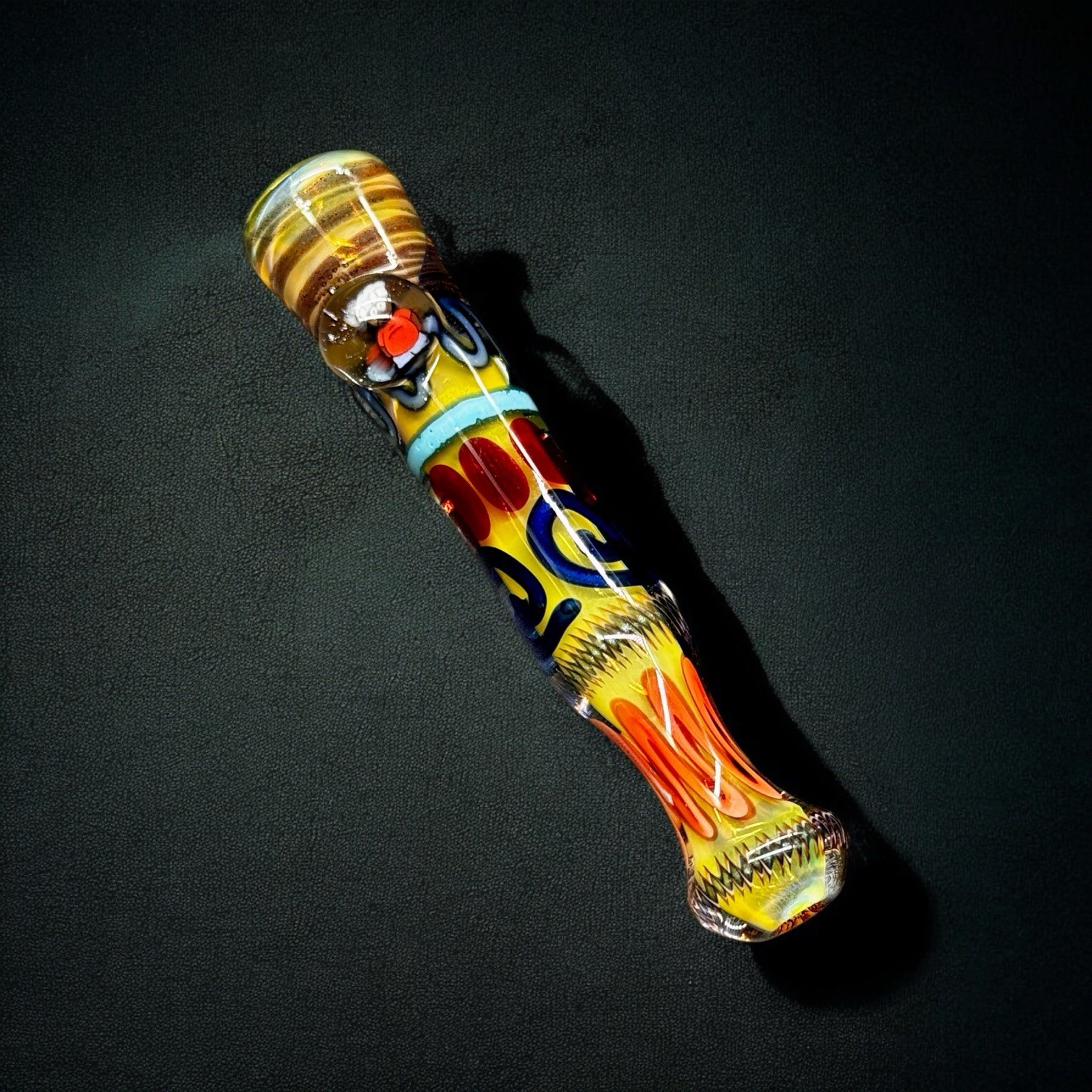 Handmade 3.5” Glass Chillum Pipe Colorful Dot Design Tobacco Pipe