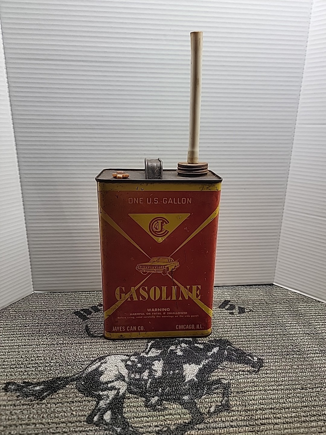 Vintage Metal Jays Can Co. 1 Gallon Gas Can /0625