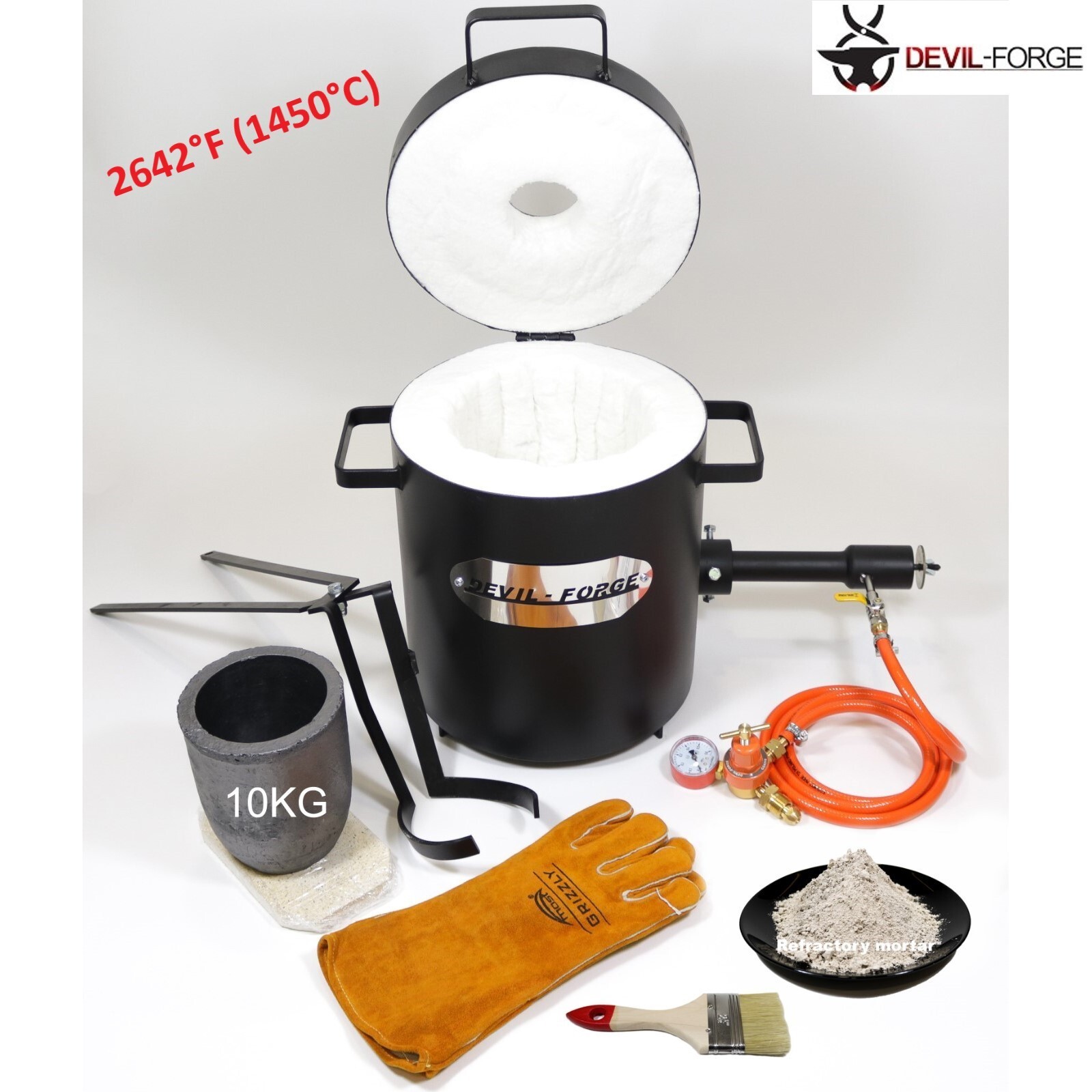 Gas Propane Furnace FB2Mb–10KG DEVIL-FORGE Foundry +Tongs, Crucible USA (NEW)