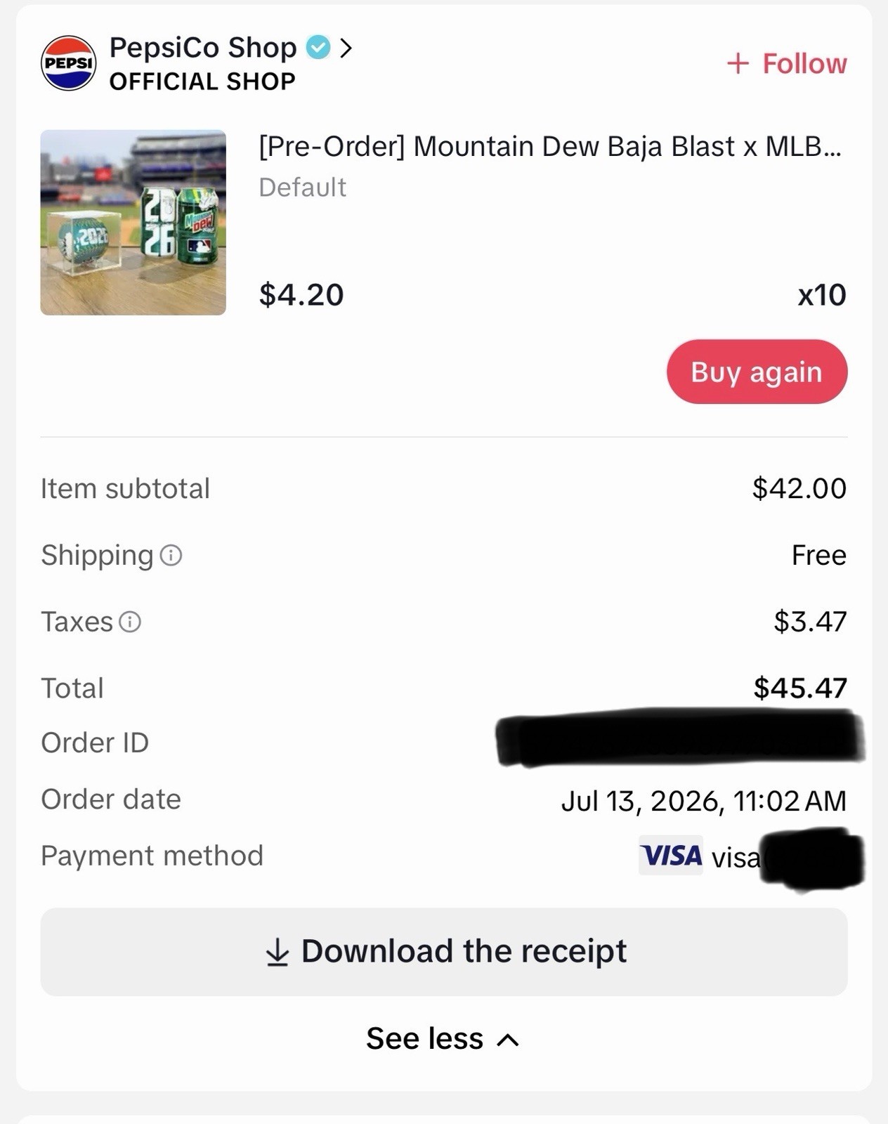 Mountain Dew Baja Blast x MLB Baseball and 12 pack of Baja Blast LIMITED EDITION