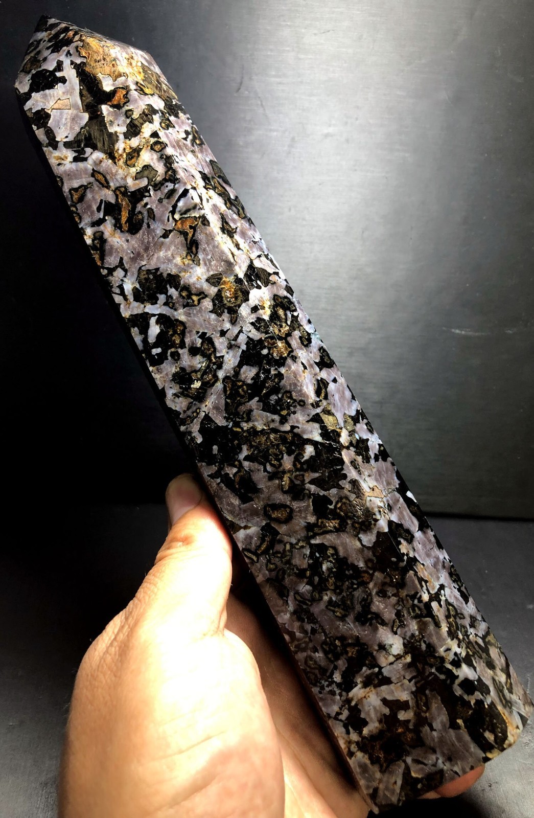 1224g 260mm Indigo Gabbro Terminated Generator Mystic Merlinite Crystal Point