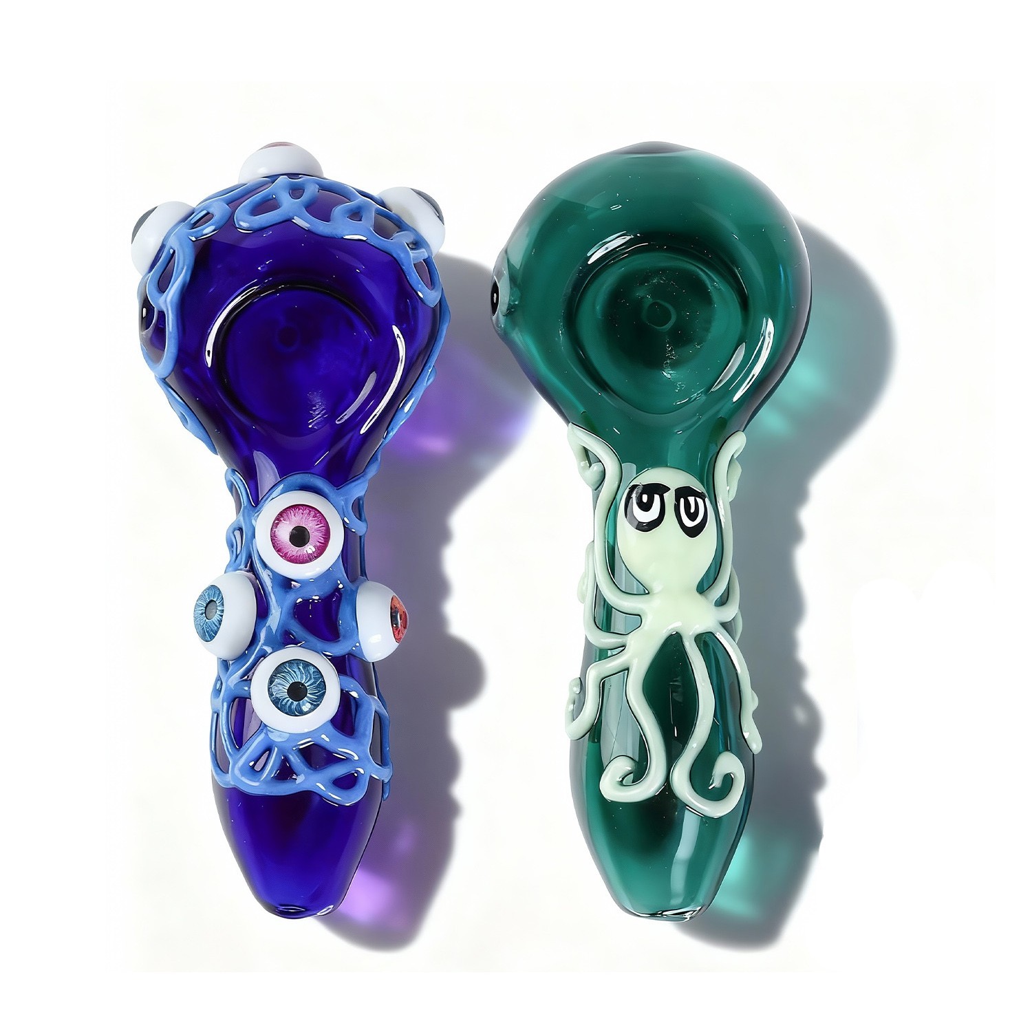 2 PCS-4 “ Handmade Glass Smoking Pipe, Collectible Tobacco Pipe with Storage Box