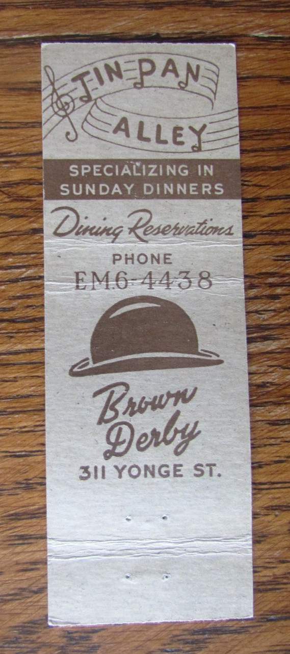 BOXER SAMMY LUFTSRING RESTAURANT MATCHBOOK COVER: TORONTO, ON BOXING MATCHCOVER
