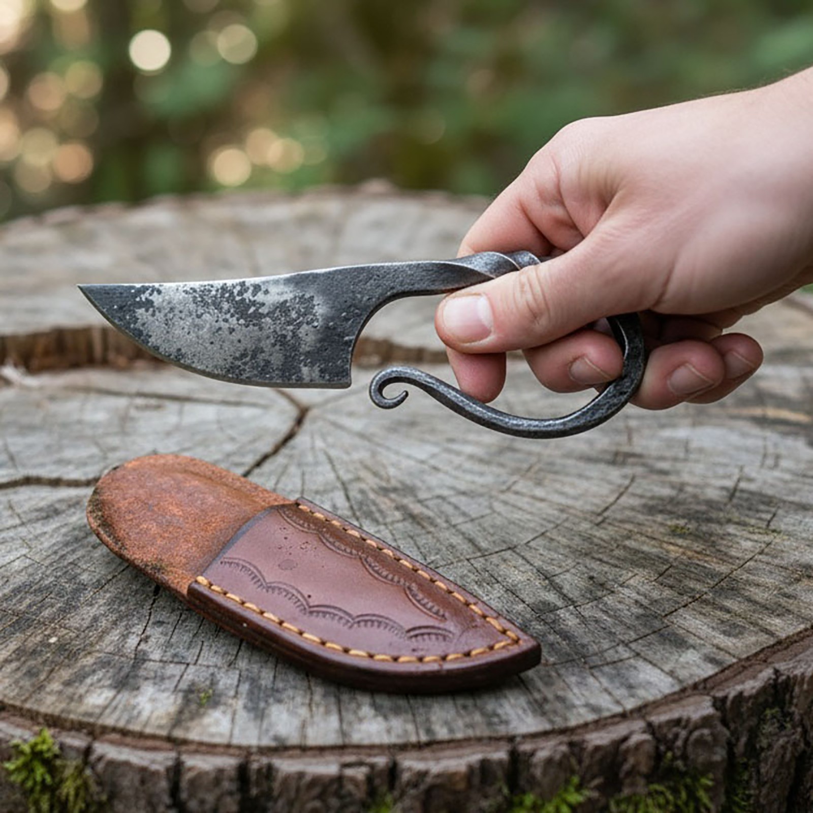 Custom Viking Knife Set 2-Piece Carbon Steel – Raven Head 9.5” Handmade Knife