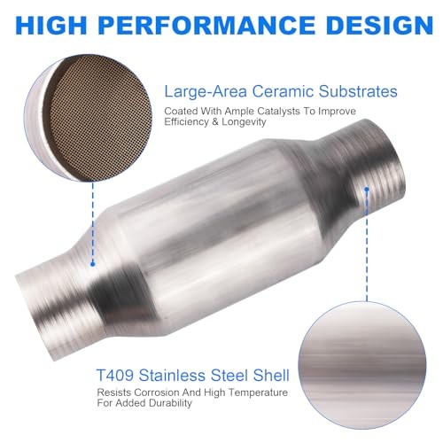 Catalytic Converter 3 Inch 2 Pcs, High Flow Universal Catalytic Convert Inlet