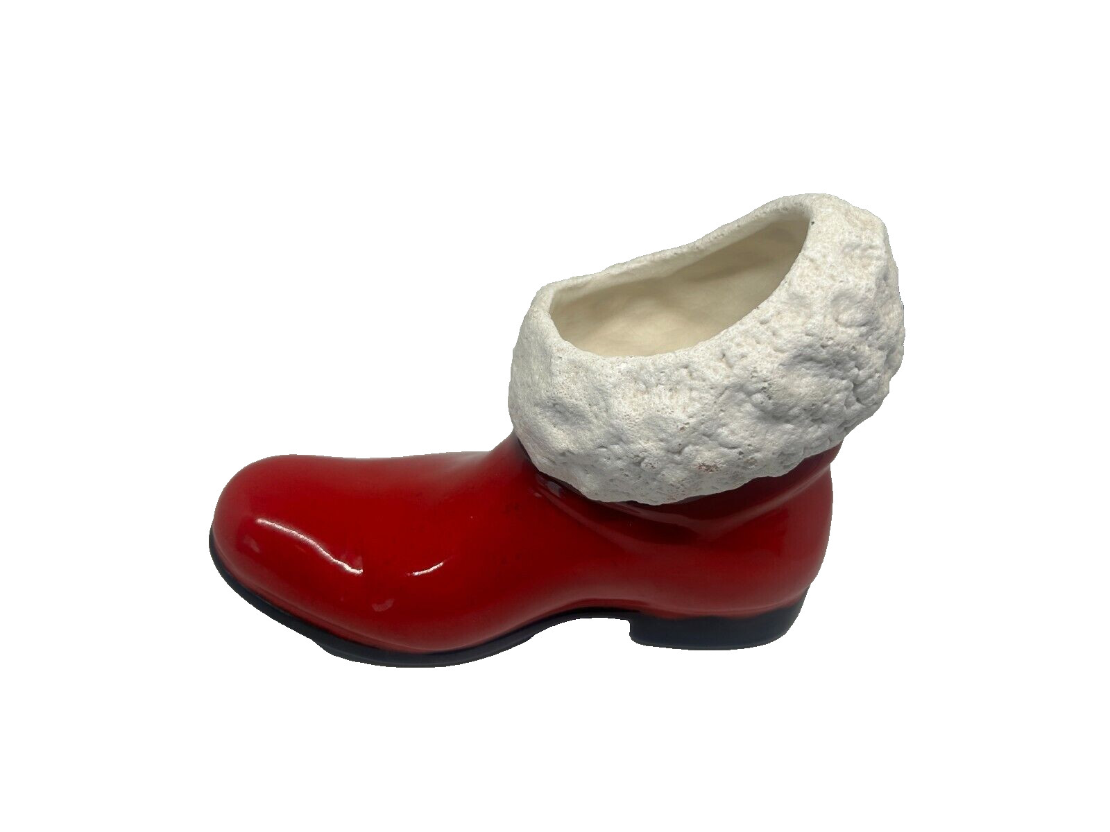 Vintage Atlantic Mold Ceramic Santa Claus Red Boot Planter Candy Cane Holder