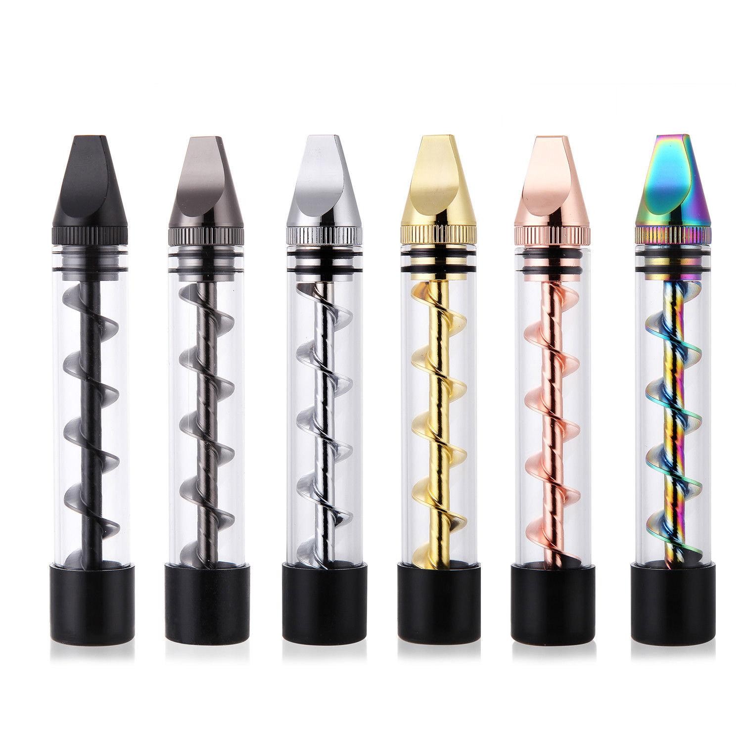 Glass Blunt Pipe Twisty 7-in-1 Grinder Kit w/ Smoking Metal Tip Cleaning Brush