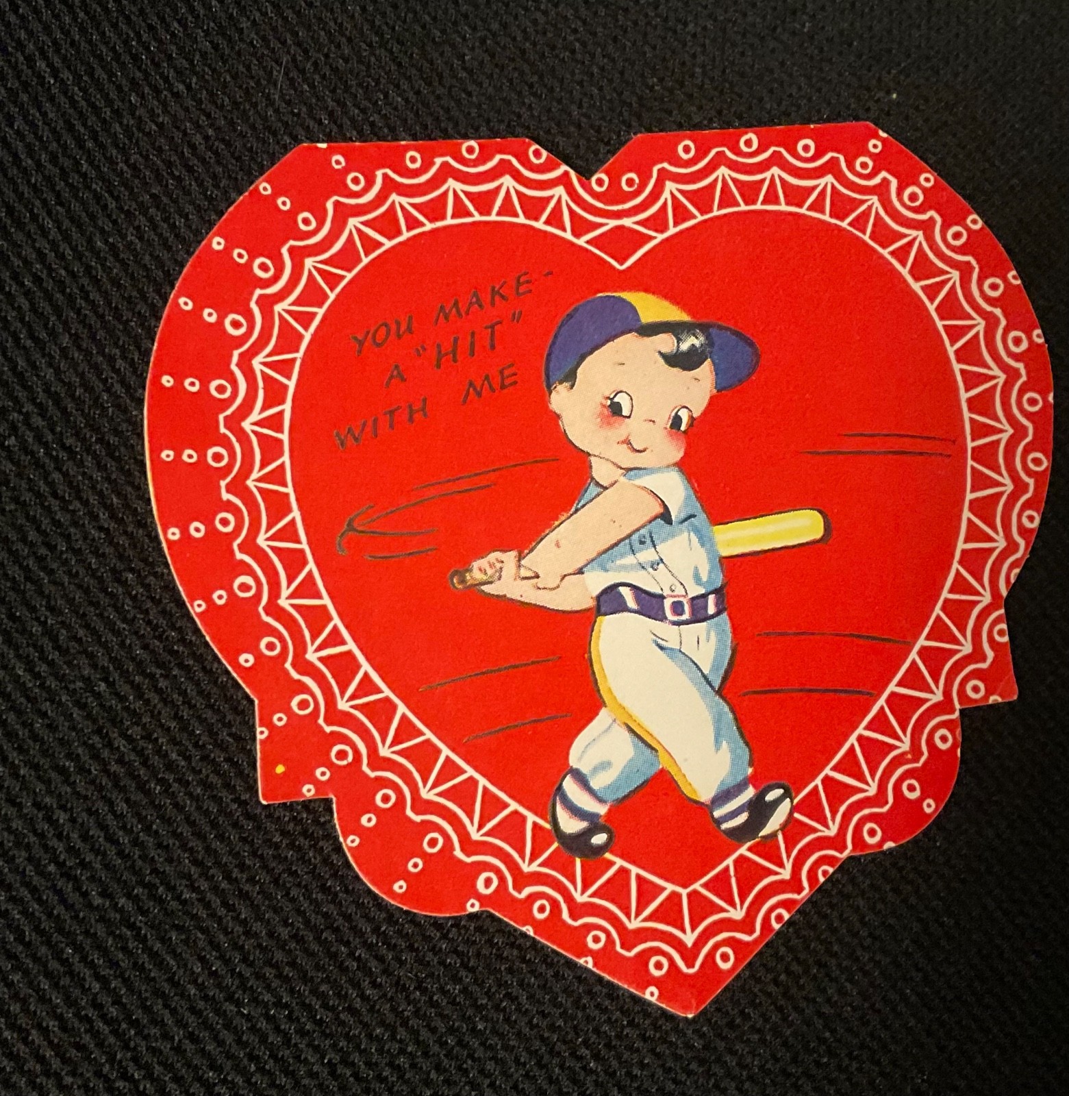 Vintage Baseball Batter Valentine Card c. 1920s a-meri-card unsigned
