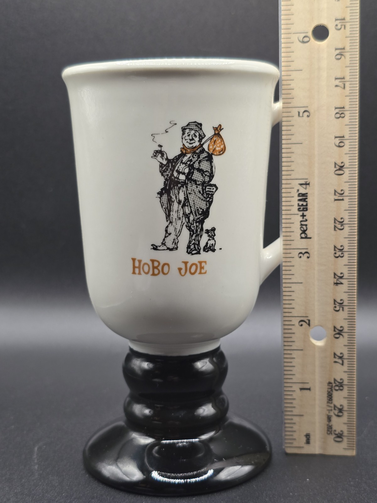Vintage Hobo Joe Mug by Hall USA #1272 | White Ceramic w/ Black Base | 5.5″ Tall