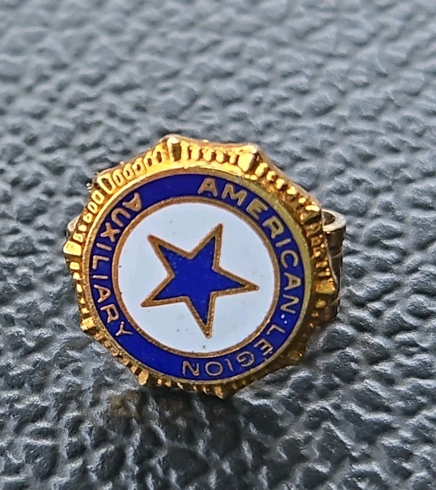 Vintage AMERICAN LEGION AUXILIARY Rhinestone Snowflake Brooch Pin And Tie Clip