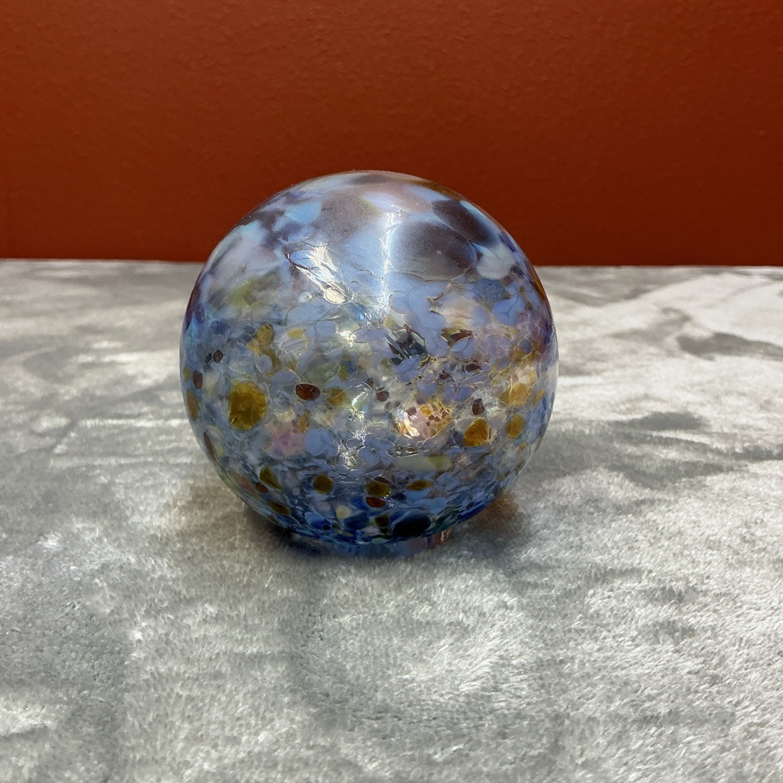 Hand Blown Glass Ball Float From The Mill Casino Oregon Blue multi color Beach