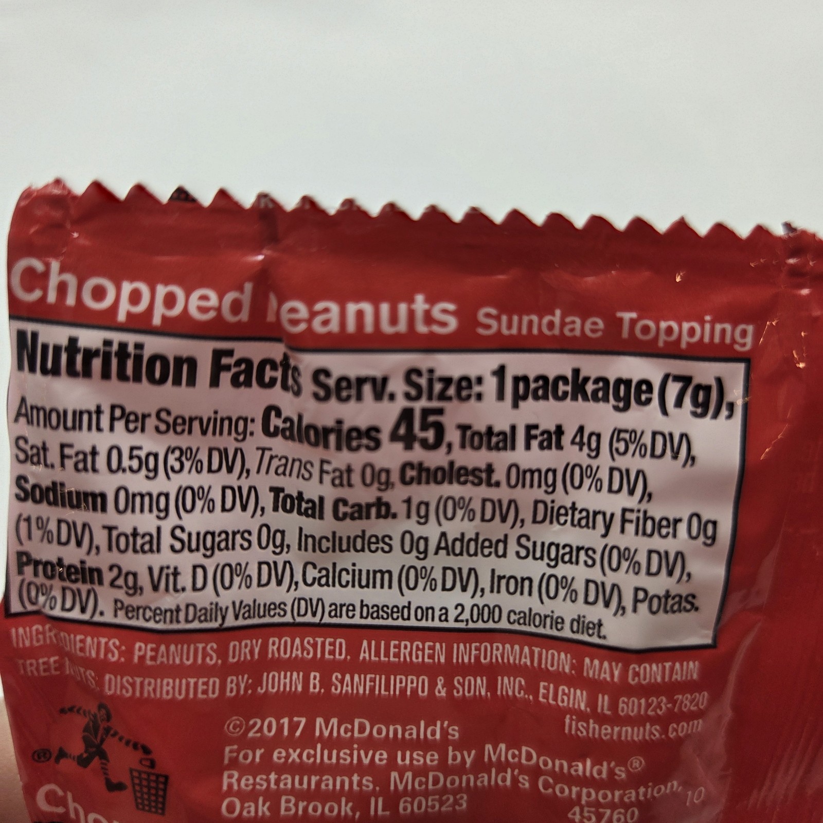 McDonald’s Fisher Chopped Peanuts Sundae Topping Packet Sealed 2017 Discontinued