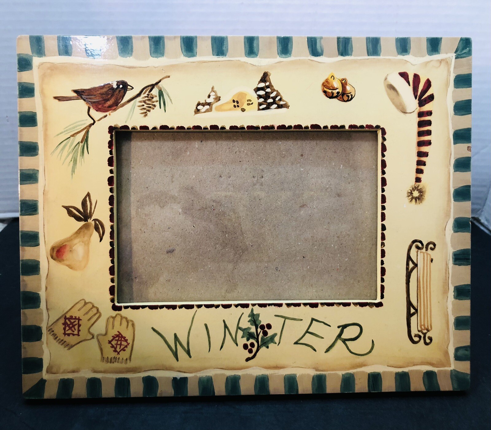 1998 Exposure 7.5X9.5” Photo Frame Winter Season Theme Holds 4X5.5”