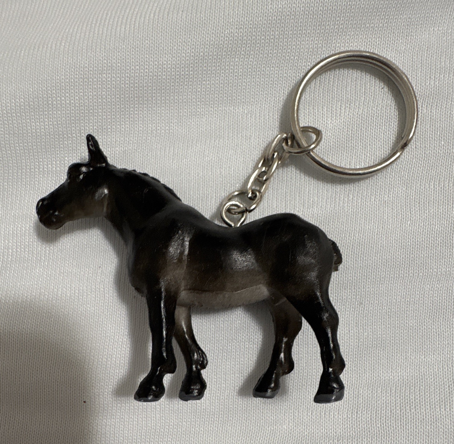 Pferdchen Black Metal Horse Keychain Key Ring, Modern Era (1970-Now)