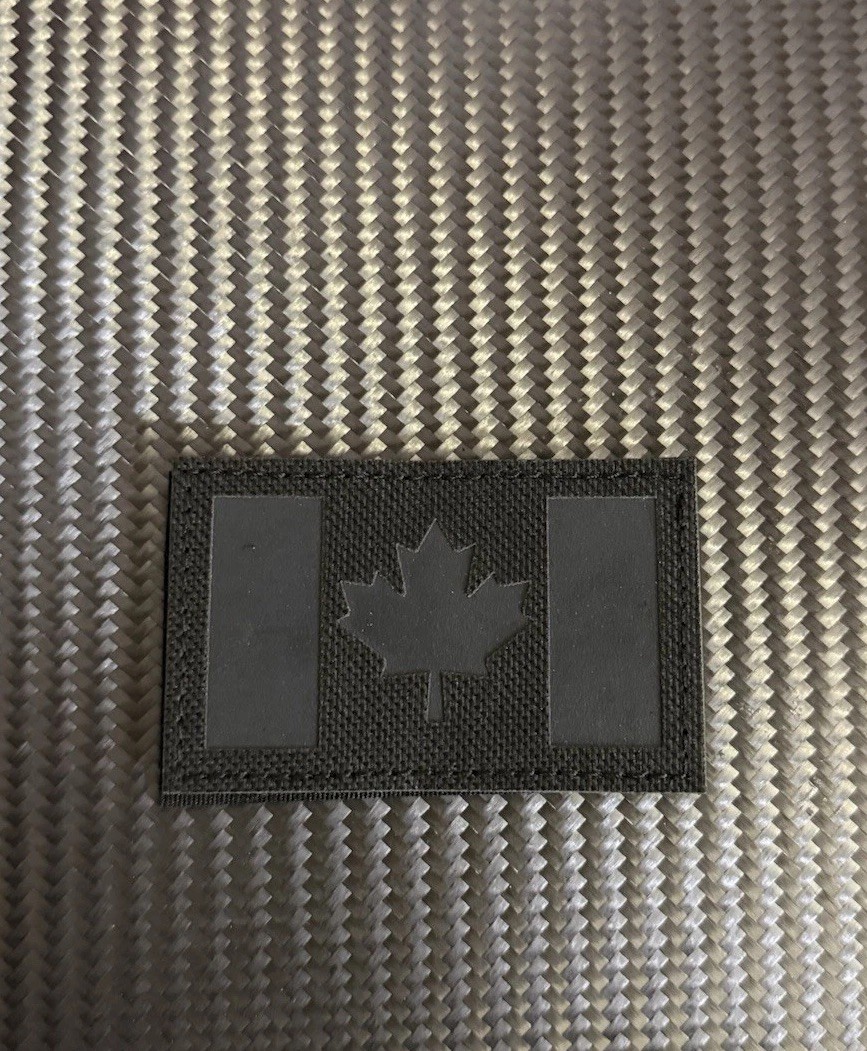 Canada IR CA Nation Flag Patch Maple Leaf Hook Loop Black Matte
