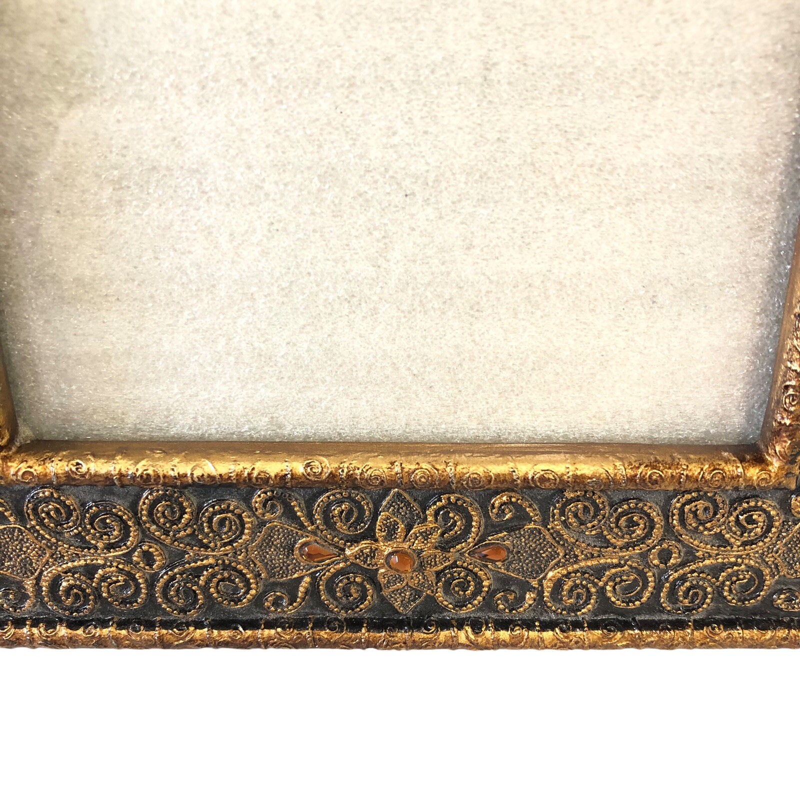 Frame Gold Bronze Embossed Amber Beads 9.5 x 7.5 Holds a 5×7 Picture