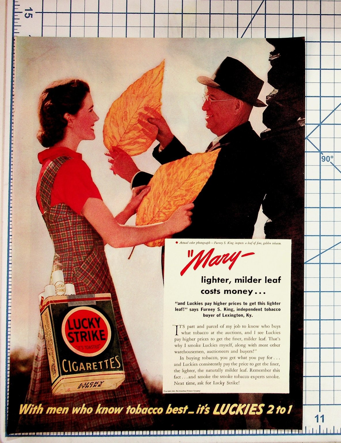 1941 Lucky Strike Cigarettes Vintage Ad Tobacco Buyer Furney S. King Lexington