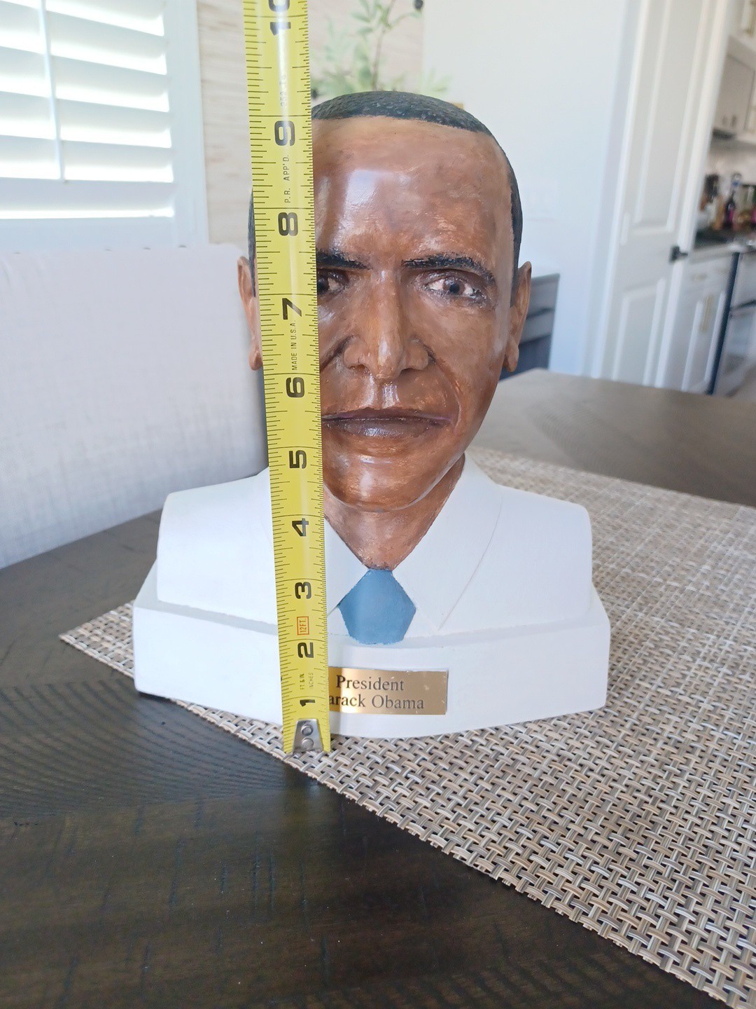 Barack Obama Hand Carved Wood Bust Sculpture Artist Ray Landry May 2009