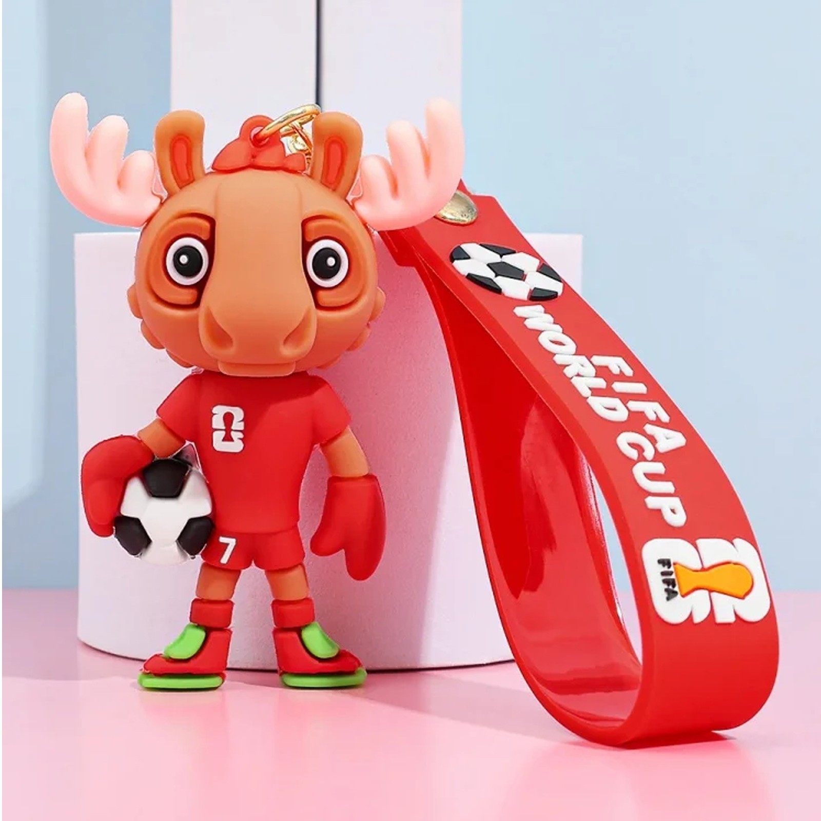 Set 4 Llaveros Mascota Mundial 2026 + Trofeo – Souvenir Fútbol PVC