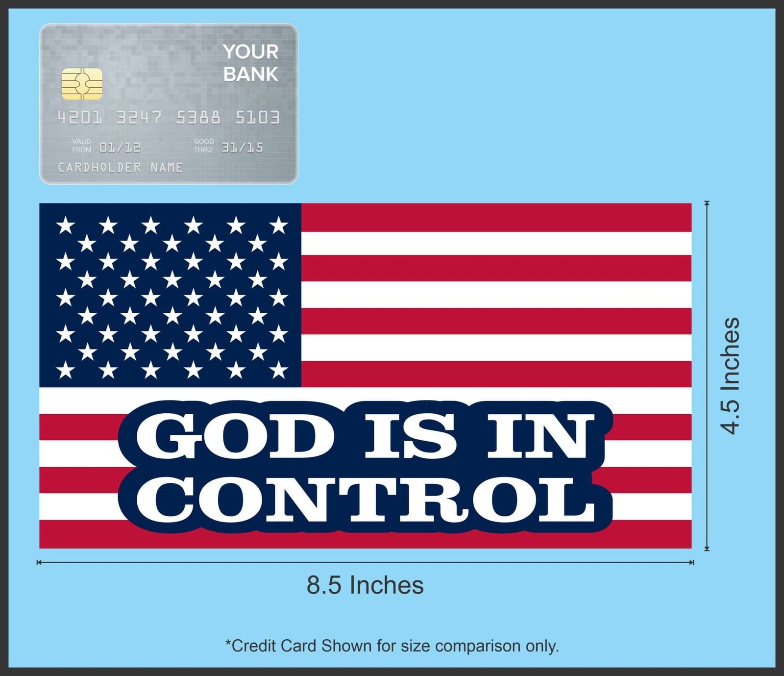 8.5in x 4.5in American Flag God Is in Control Magnet Car Vehicle Magnetic Sign