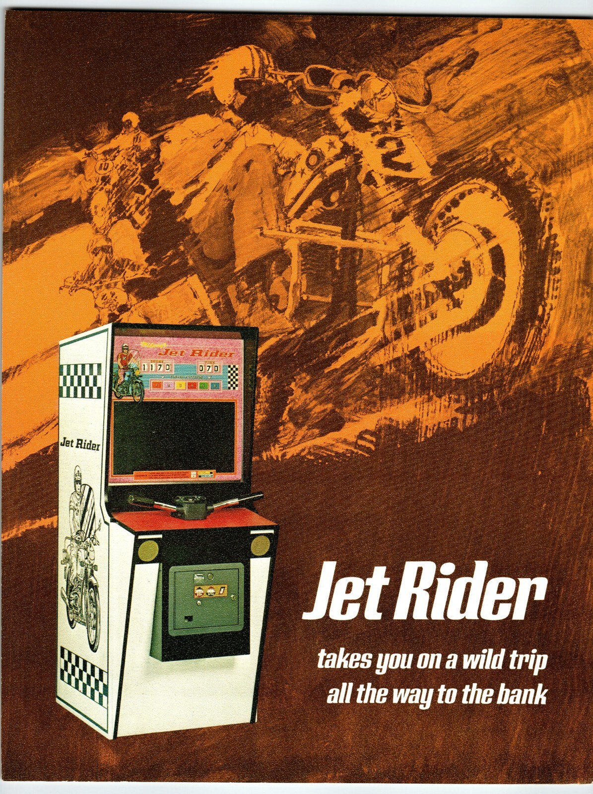 Jet Rider Arcade FLYER Original Motorcycle Racer Game Artwork Sheet 1970 Retro