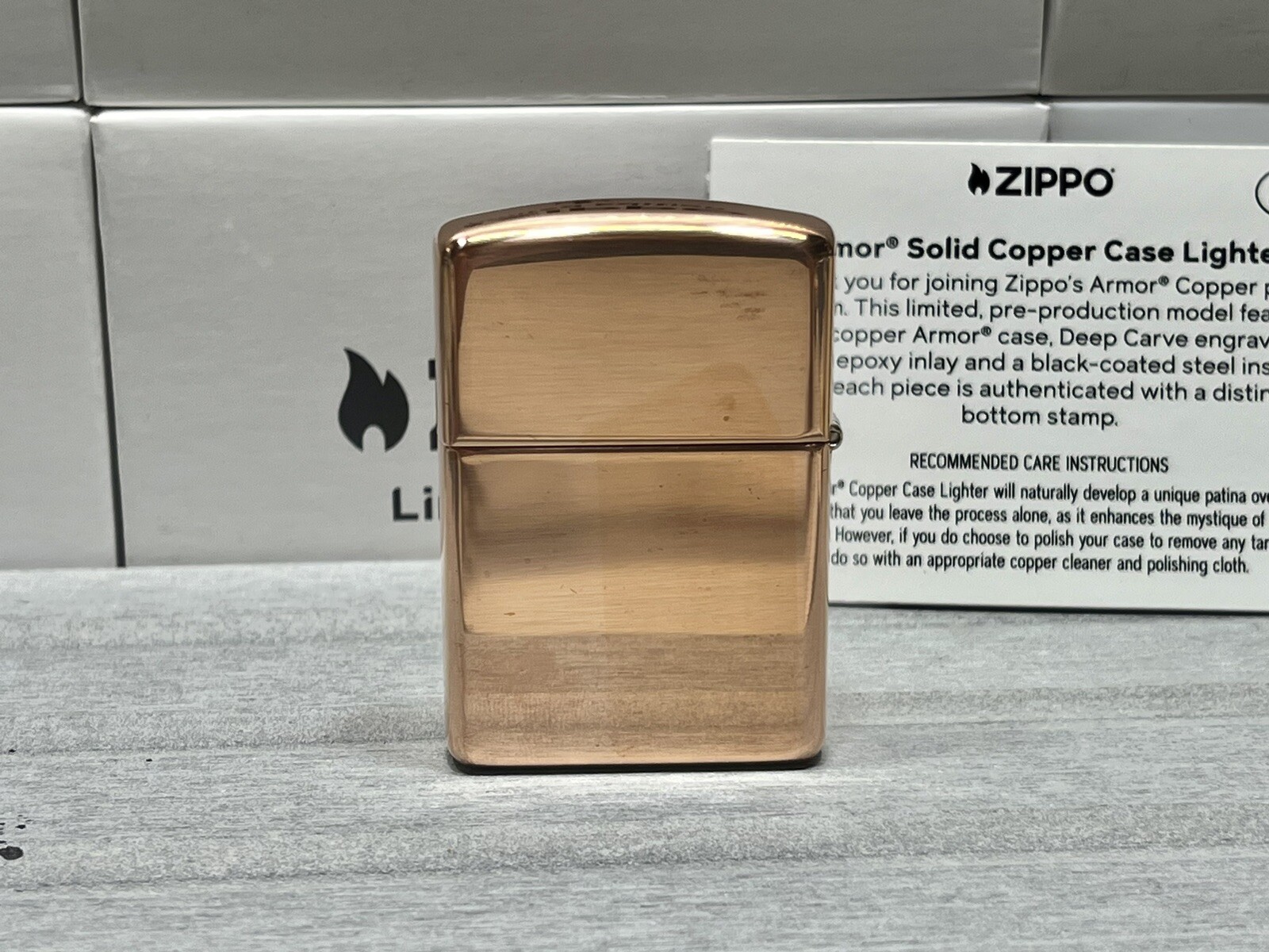 Zippo Lighter Limited Edition Solid Copper Case Armor Lighter, Black Insert NEW