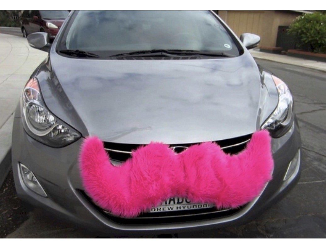 Original 2012 Fuzzy Pink Faux Fur Car Mustache Carstache Auto Decoration