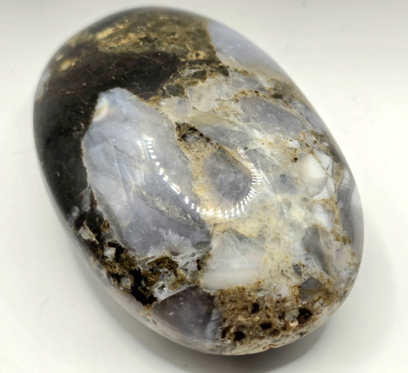 2.5″ Brecciated Purple Jasper Polished Palm Stone | Mystic Merlinite Crystal
