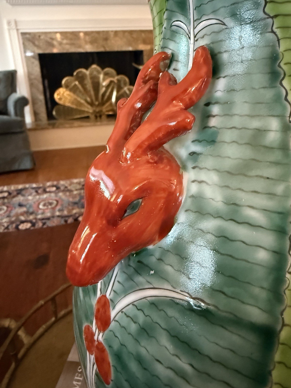 12.5″ Chinese Famille Verte Bok Choy Porcelain Hand Painted Vase