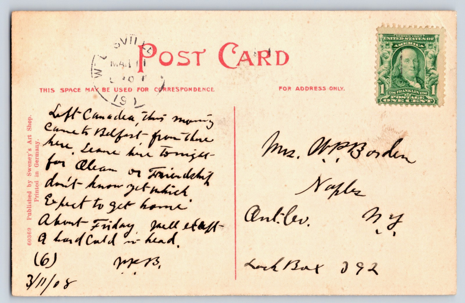 Wellsville NY New York People in Island Park Posted In 1908 Antique Postcard