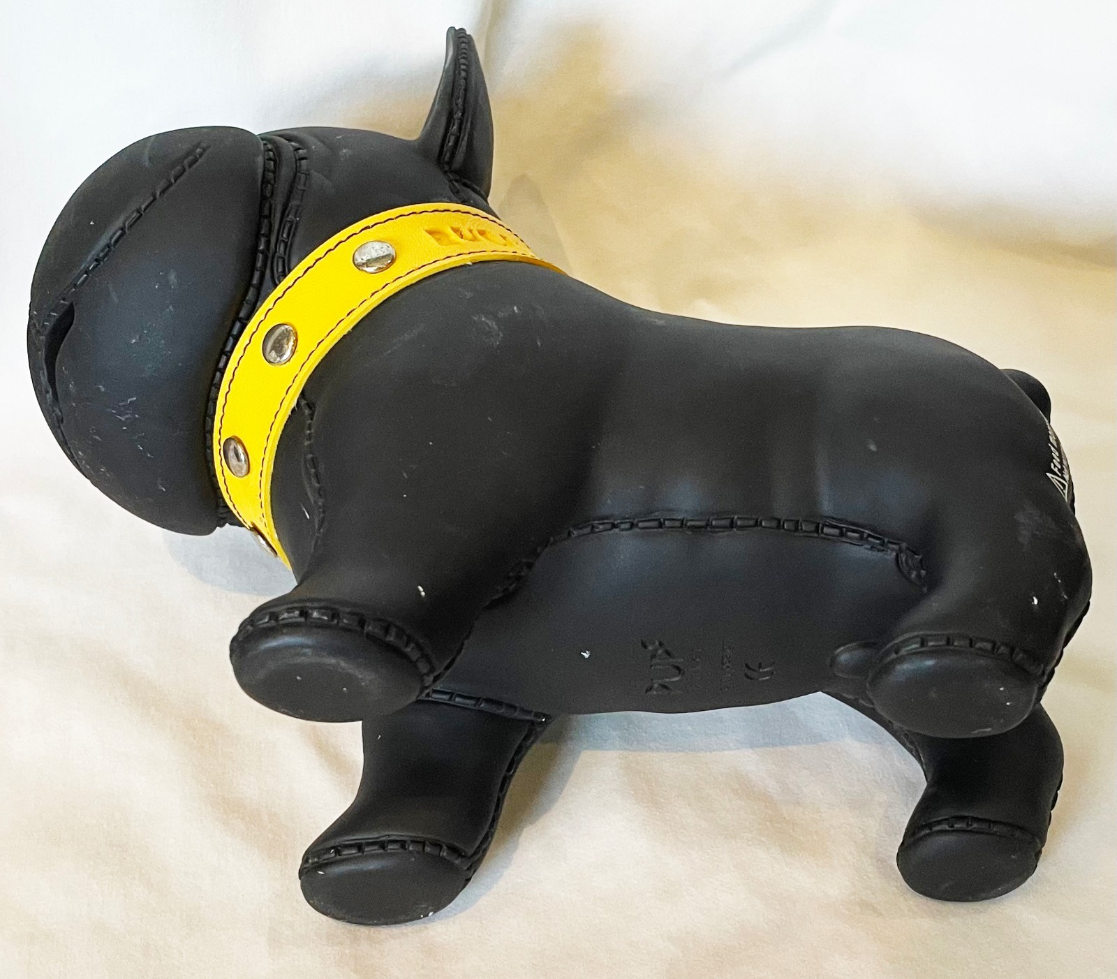 Sëmk Design The Pup’s Banker Black w/ Yellow Collar Bully Bulldog Dog Bank AS-IS