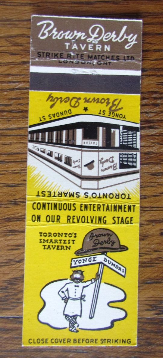 BOXER SAMMY LUFTSRING RESTAURANT MATCHBOOK COVER: TORONTO, ON BOXING MATCHCOVER