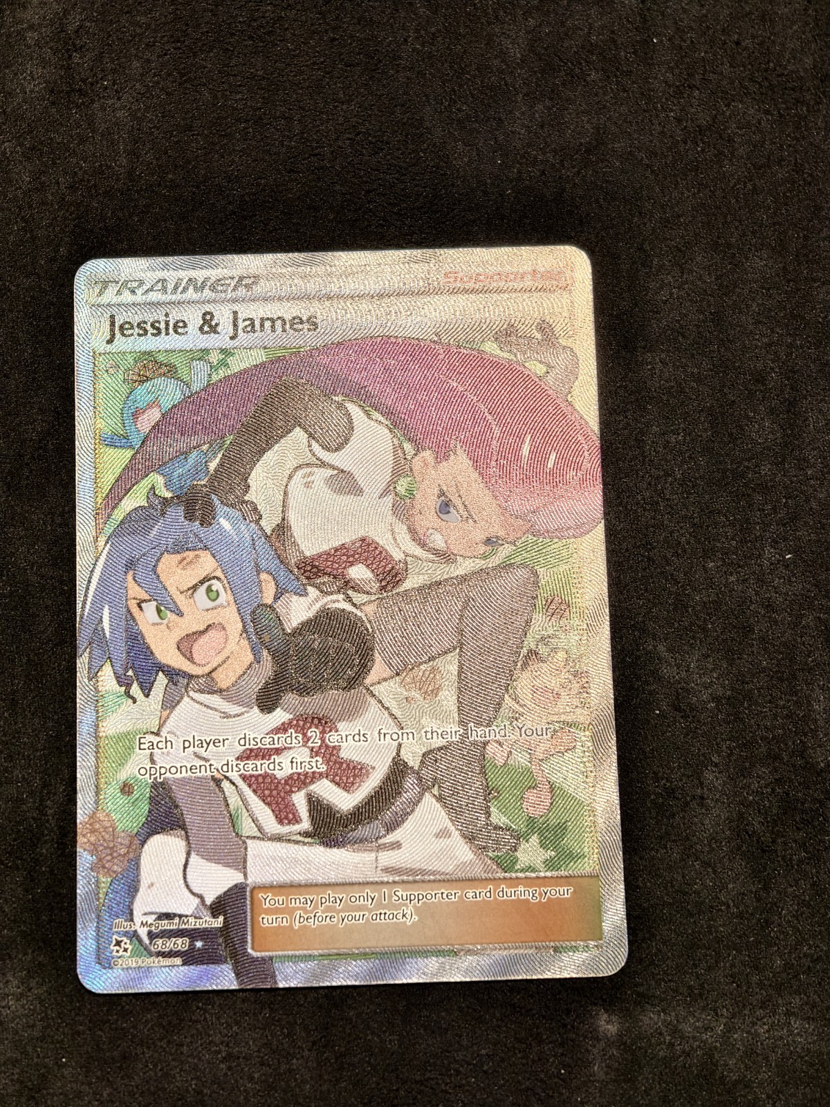 Jessie and James 68/68 Ultra Rare Full Art Hidden Fates Pokemon Card Mint