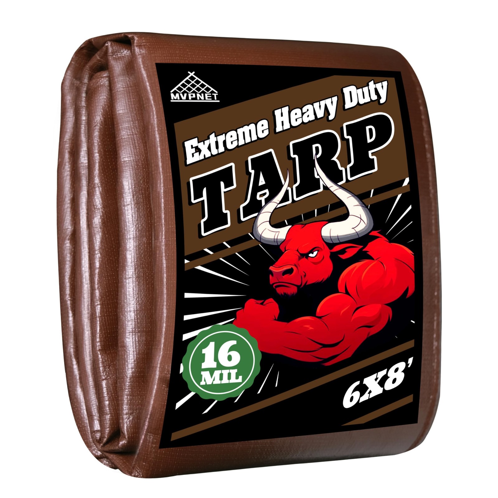 Tarp 6x8ft Heavy Duty Waterproof 16 Mil Tarps,UV-Resistant,Tear-Proof,Black&B…