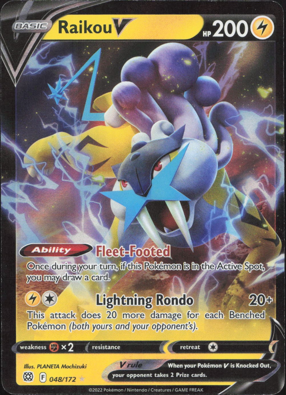 Raikou V 048/172 Holo V Rare Brilliant Stars Pokemon Near Mint