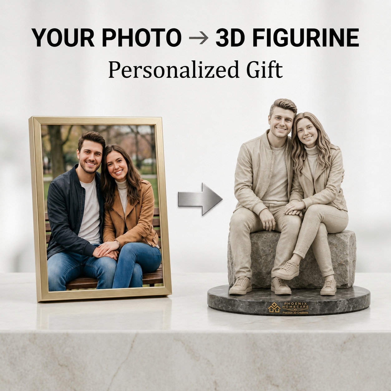 Turn Your Photo Into a 3D Figurine Personalized Couple Gift Statue